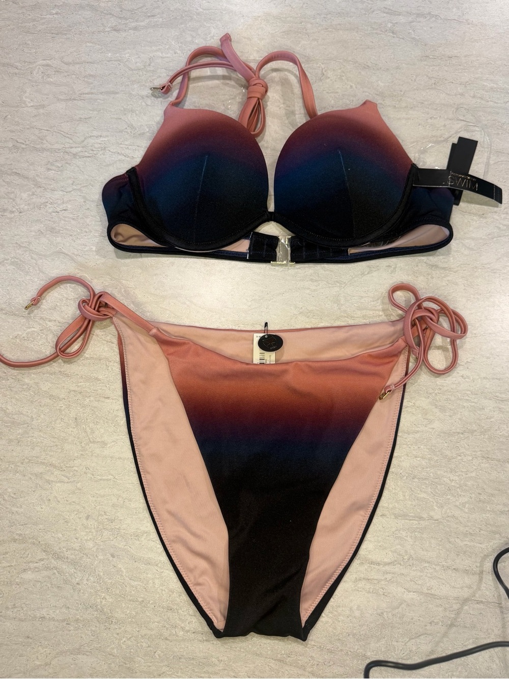 Victoria's Secret Pink to Black Ombre Push-Up Bikini